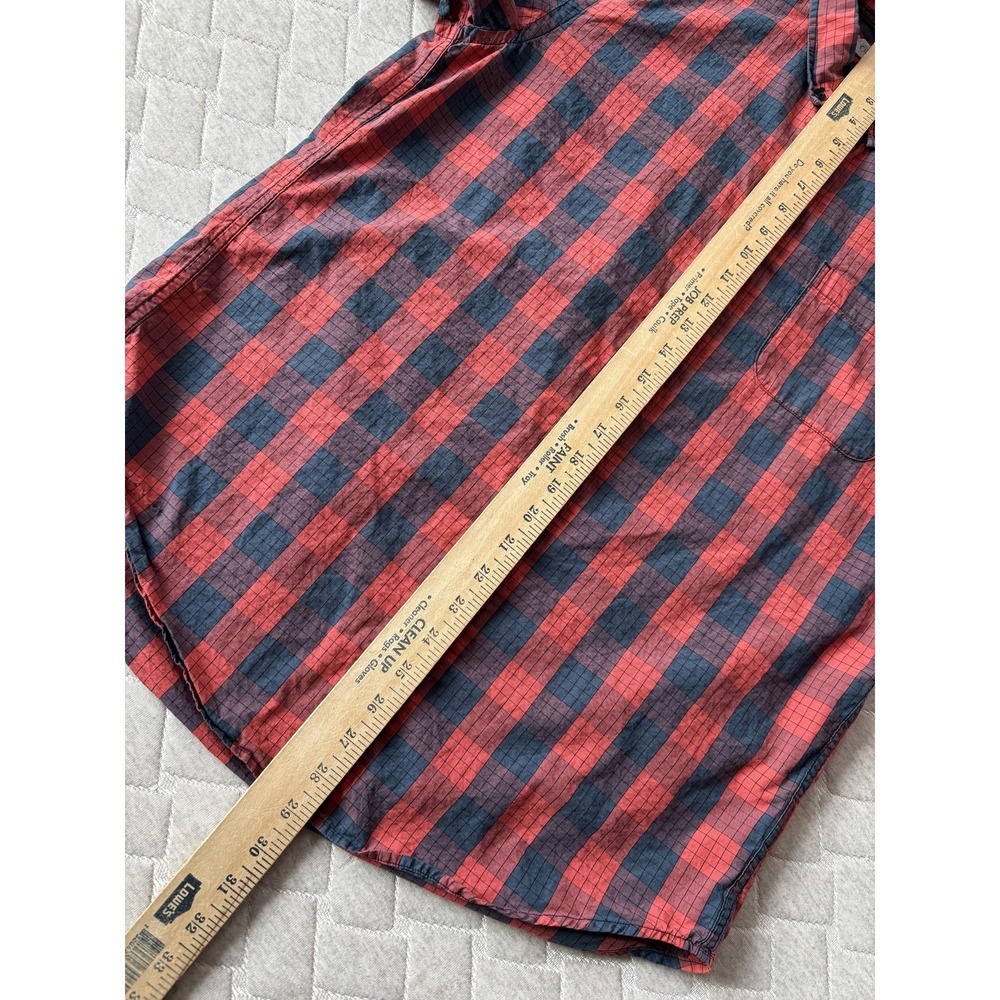 Outerknown Shirt Mens Large Red Blue Plaid Short Sleeve Button Up Organic Cotton - Picture 5 of 6